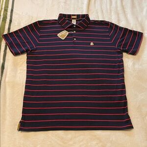 New with tags Ping Karsten Polo size Large navy and red stripe polo golf
